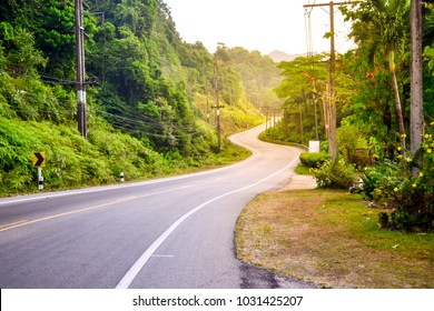 The Mountain Road View In The South Of Thailand, Curve Road