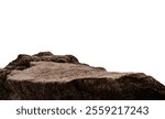 Mountain Rock Brown, Stone cliff edge isolated on white background well stand display advertising product, Clipping path  