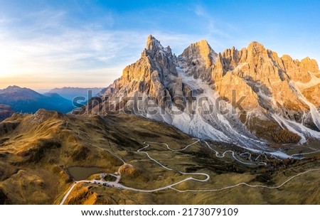Mountain rock landscape. Winding road near mountain rock landscape