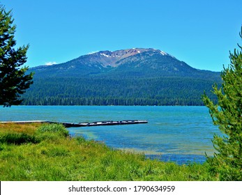 Mountain Shoreline - A View At The Southern End Of Diamond Lake With Mt. Bailey - Cascade Range - OR