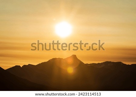 Mountain Silhouette in golden sun Stok fotoğraf © 