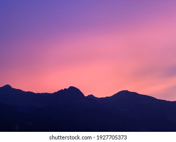 Mountain silhouette with a stunning light variation