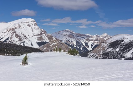 Mountain Ski Resort Banff National Park Alberta Canada On A Sunny Winter Day