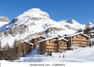 Mountain Ski Resort With Snow In Winter, Val-d'Isere, Alps, France