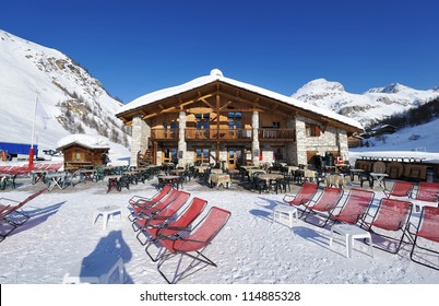 Mountain Ski Resort With Snow In Winter, Val-d'Isere, Alps, France