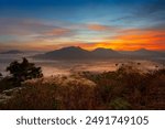 Mountain and sky scenery in the morning,Mountain valley during sunrise. Beutiful natural landsscape in the summer time.