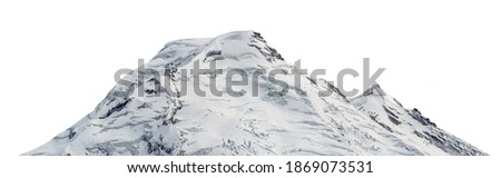 Mountain with snow isolated on white background
