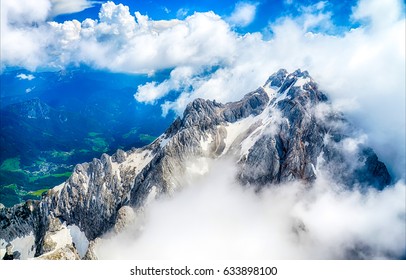 Mountain Snow Top In Cloud Landscape