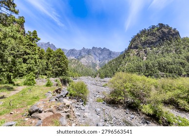 Mountain stream in Caldera de Taburiente National Park on the island of La Palma (Canary Islands, Spain)
