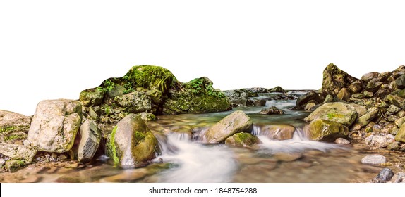 A mountain stream isolated on white background - Powered by Shutterstock