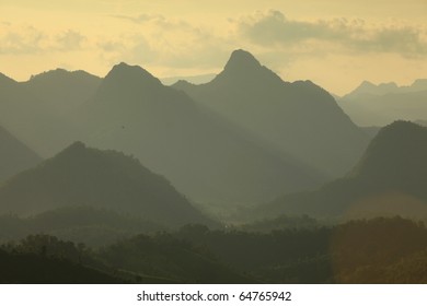 mountain with stream light