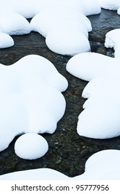 mountain stream, with snow in winter