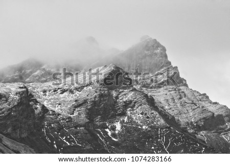 mountain top and clouds