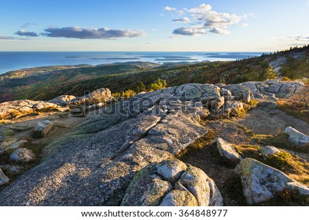Mountain Top View of Sunset Along Coastline