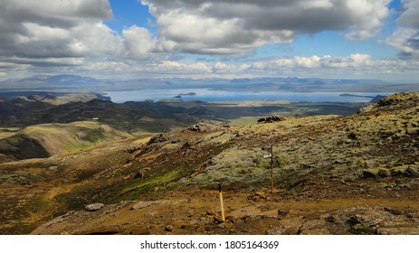 Mountain Trail Near Thingvellir Lake (Þingvallavatn) On The Slopes Of Mount Hengill Near Reykjavik, Iceland.