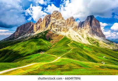 Mountain trail on green hill landscape - Shutterstock ID 660497896