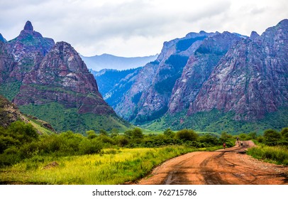 Mountain Trail On Sky Line Horizon Background