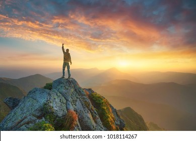 Mountain valley during bright sunset. Beautiful natural landscape in the summer time - Powered by Shutterstock