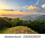 Mountain valley with horses. Costa Rica Santa Ana