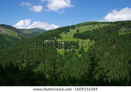 Mountain valley with huts - Simovy chalupy, Krkonose, Czech Repu [[stock_photo]] © 