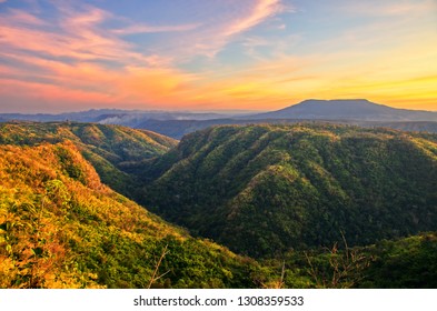 Mountain valley on colorful sky : Nam Nao, Phetchabun, Thailand