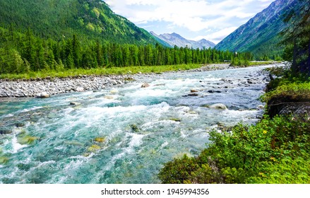 Mountain Valley River. River Wild In Mountain Valley