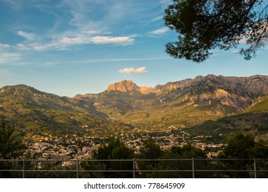 mountain valley at sunset