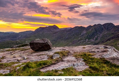Mountain valley at sunset top view - Shutterstock ID 2036952368