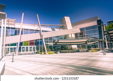 Mountain View, CA/USA - May 21, 2018: Exterior View Of A Googleplex Building, The Corporate Headquarters Complex Of Google And Its Parent Company Alphabet Inc. 