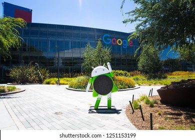 Mountain View, CA/USA - May 21, 2018: Exterior View Of A Googleplex Building, The Corporate Headquarters Complex Of Google And Its Parent Company Alphabet Inc. 