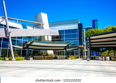 Mountain View, CA/USA - May 21, 2018: Exterior View Of A Googleplex Building, The Corporate Headquarters Complex Of Google And Its Parent Company Alphabet Inc. 