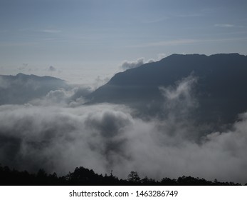 the mountain view with clouds