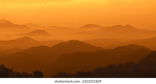 mountain view in a misty landscape  - Powered by Shutterstock