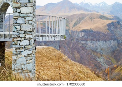 Mountain View From The Observation Deck And Nobody Around. Travel To Gudauri In Georgia