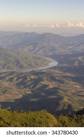 Mountain view of mountain and river