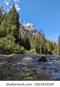 mountain view from a stream