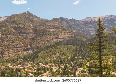 Mountain view with a town below