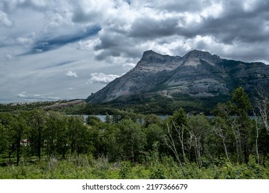 Mountain View At Waterton Park In Alberta Mountains In Canada