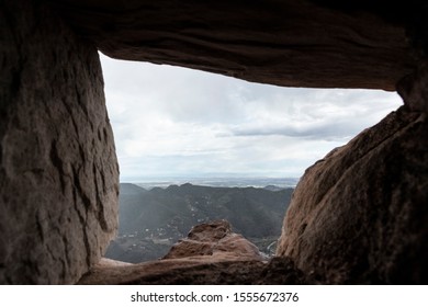 Mountain views from inside a cave