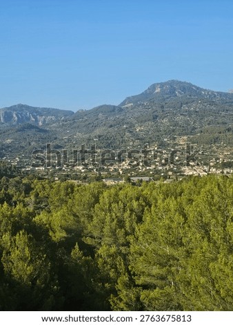 mountain views of majorca on a hot sunny summers day on the train from palma to sollar 
