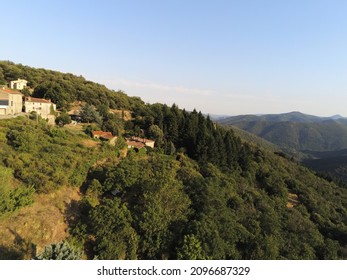 Mountain Village, Aerial View In Les Cévennes - France