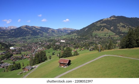 Mountain Village And Holiday Resort Gstaad In Late Summer.