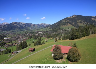 Mountain Village And Holiday Resort Gstaad In Late Summer.