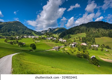 Mountain Village On A Sunny Summer Day