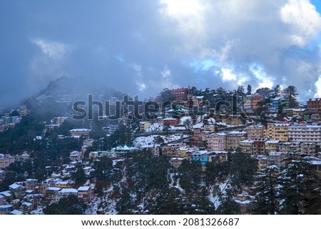 mountain villages view in Shimla Himachal pradesh India with beautiful sky and tree Vally Stock photo © 