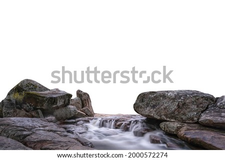 A mountain water stream isolated on white background