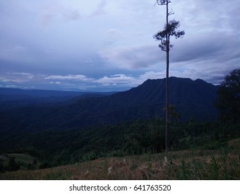 the mountain when the rain fall in sunset