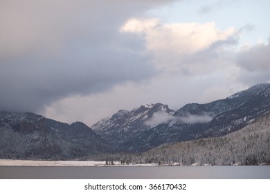 mountain winter in mist