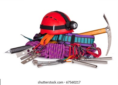 Mountaineering Equipment Isolated On White Background