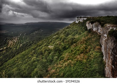 Mountains, against the background clouds